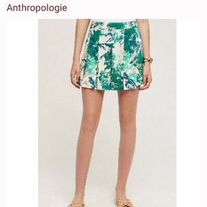 Anthropologie Elevenses Kadu Green Pleated Skort, size 4